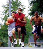 men playing basketball